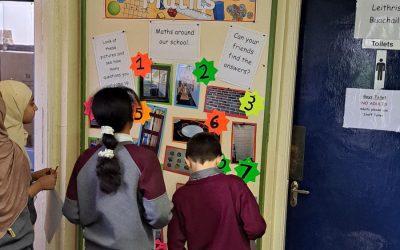 4th Class Working on the Maths Wall